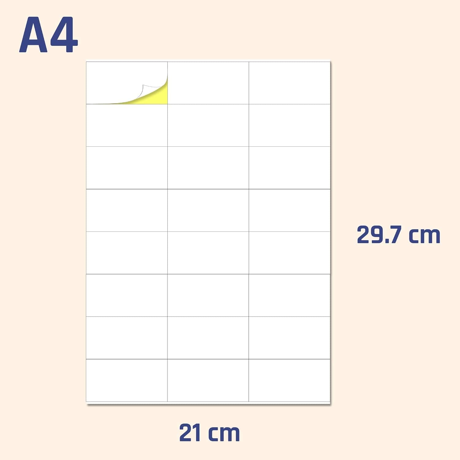 Schema dimensioni foglio A4 fustellato 70×36mm con misure